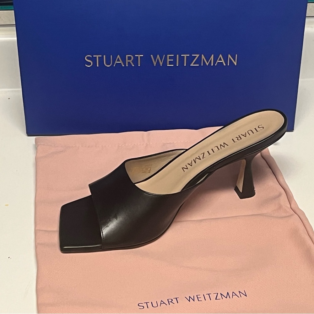 Stuart Weitzman Black Leather Mules - size 11M